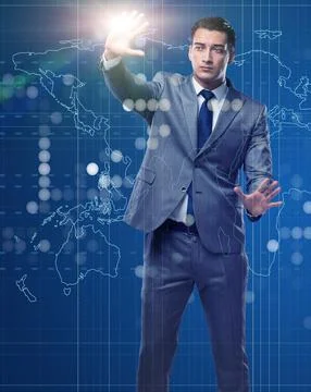 BUsinessman in futuristic computing concept 스톡 사진