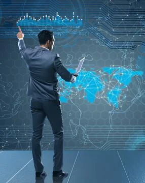 Businessman in futuristic computing concept 스톡 사진