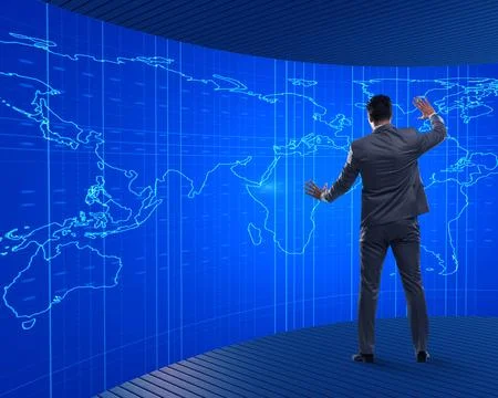 BUsinessman in futuristic computing concept Stock Photos