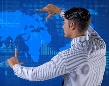 Businessman in futuristic computing concept 스톡 사진
