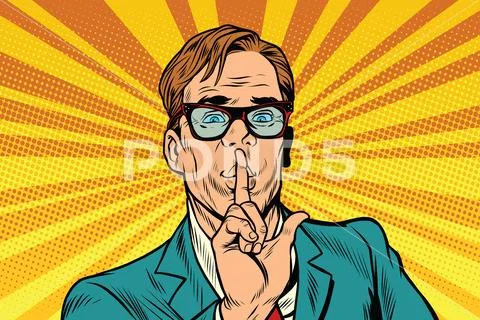 Businessman gesture Shh silence Stock Illustration