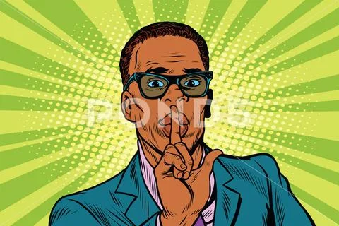 Businessman gesture Shh silence Stock Illustration