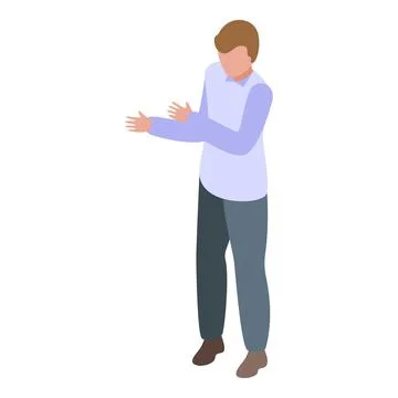 Businessman gesturing with hands presenting something isometric icon Stock Illustration