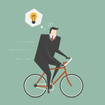 Businessman Get Idea While Cycling Stock Illustration