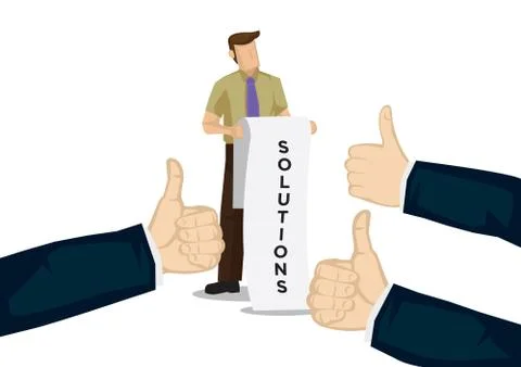 Businessman getting praises for his solution for a company problem. Concept o Illustrazione stock