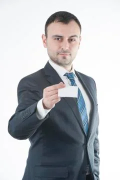 Businessman give business card Stockfoto's