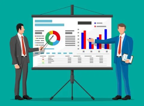 Businessman giving presentation Illustrazione stock