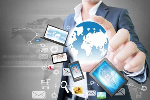 Businessman With Global In Hand Stock Illustration