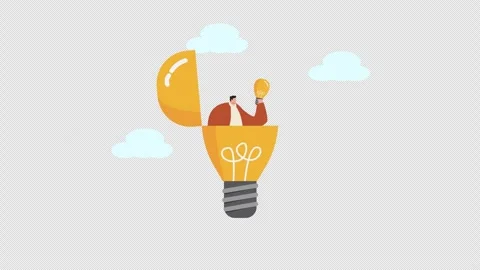 Businessman glowing idea lightbulb symbolizing innovation creativity solutions Stock Footage 344534394