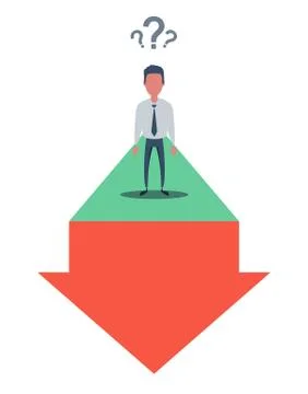 Businessman going up and down on graph wealth business concept. Man standing Illustrazione stock