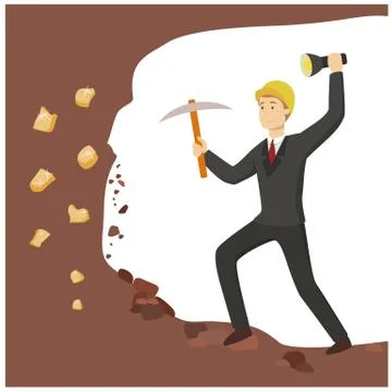 Businessman gold digger. Illustrazione stock