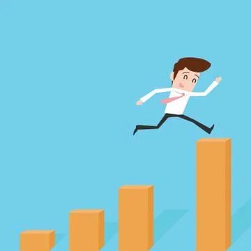 Businessman on graph Illustrazione stock