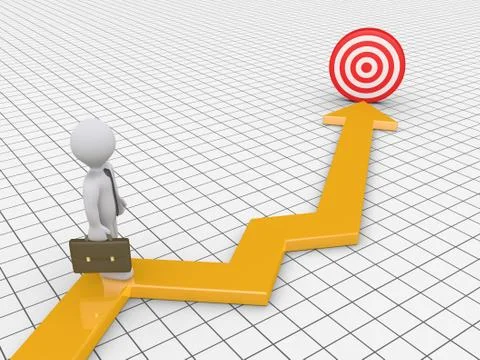 Businessman is on graph with target Stock Illustration