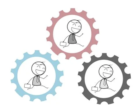 Businessman group gear progress Stock Illustration