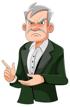 Businessman with Grumpy Facial Expression Stock Illustration
