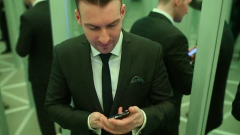 The businessman in the hall of mirrors of lattice problems Stock Footage 75992004