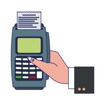 Businessman han with card reader blue lines Illustrazione stock