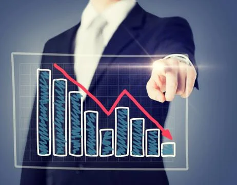 Businessman hand with chart on virtual screen Stock Photos