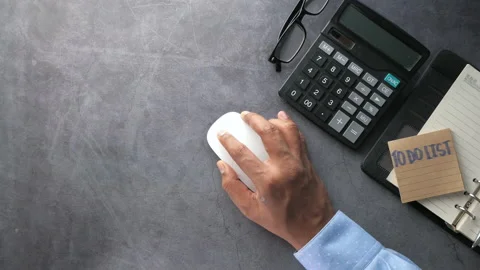 Businessman hand with computer mouse, Close up Stock Footage 135416165