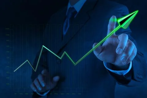 Businessman hand drawing virtual chart business on touch screen computer Stock Illustration