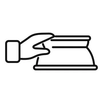 Businessman hand giving money stack line icon Illustrazione stock