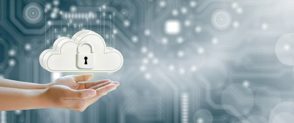 Businessman hand holding Cloud computing technology internet storage network. 写真素材