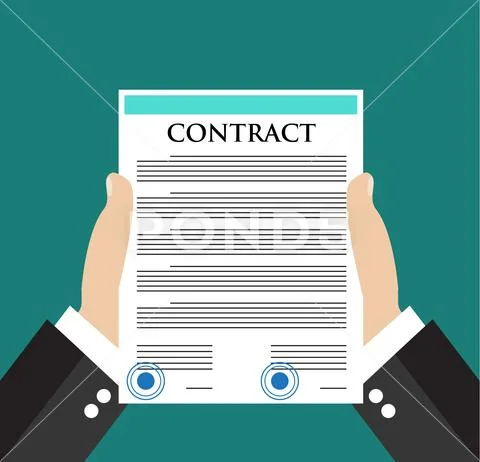 Businessman hand holding contract Stock Illustration