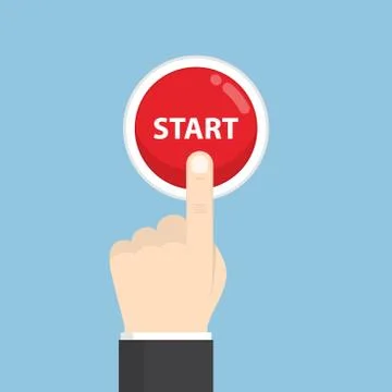 Businessman hand pressing start button Stock Illustration