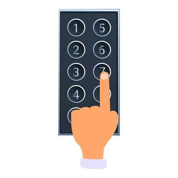 Businessman hand pushing button of elevator panel Stock Illustration
