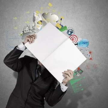 Businessman hand show black cover book of success business Ilustración de archivo
