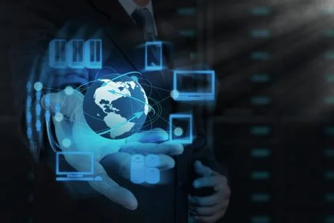 Businessman hand shows cloud network Stock Illustration