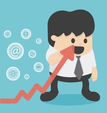 Businessman hand touch graph Stock Illustration