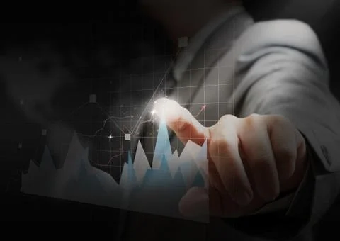 Businessman hand touch virtual graph,chart Stock Illustration