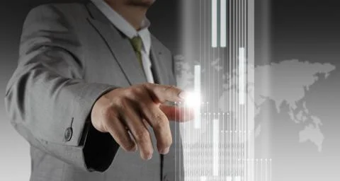 Businessman hand touch virtual interface Stock Illustration