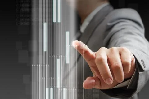 Businessman hand touch virtual interface 스톡 일러스트