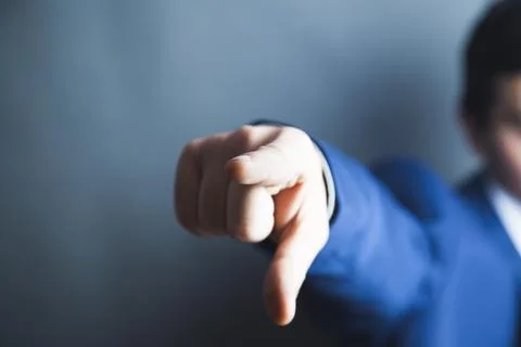 Businessman hand touching empty virtual screen Stock Photos