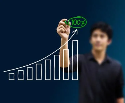Businessman hand touching increasing graph, business concept Stock Photos