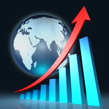 Businessman hand touching increasing graph, business concept Stock Photos