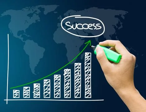 Businessman hand touching increasing graph, business concept Stock Photos