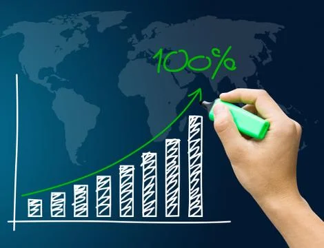 Businessman hand touching increasing graph, business concept Stock Photos