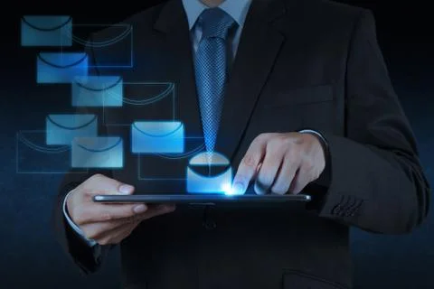 Businessman hand use tablet computer with email Stock Illustration