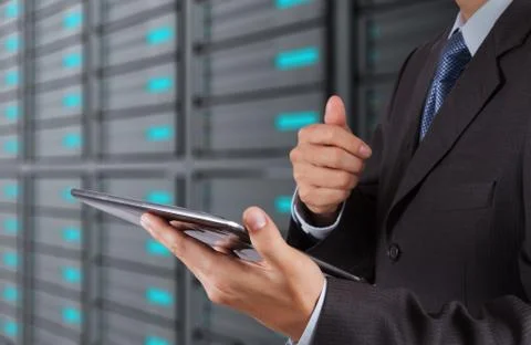 Businessman hand using new technology Stock Illustration