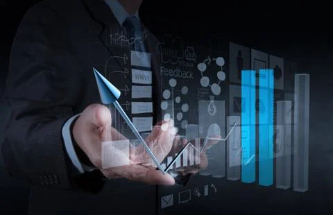 Businessman hand using new technology Stock Illustration
