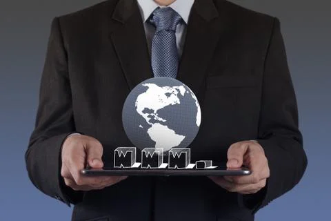 Businessman hand using tablet computer and www.as internet concept イラスト素材