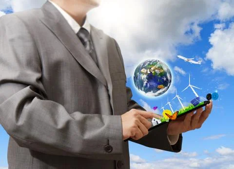 Businessman hand using touch pad as concept Stock Illustration