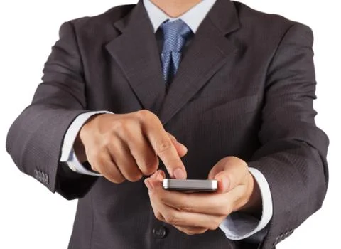 Businessman hand using touch screen mobile Stock Illustration