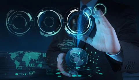 Businessman hand working with a Cloud Computing diagram Fotos Stock