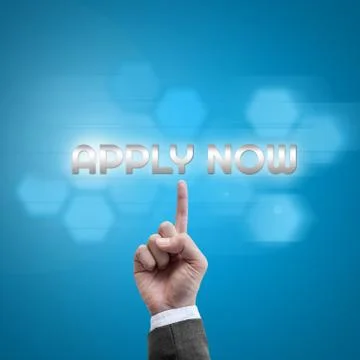 Businessman hand working with modern computer interface as apply now concept Stock Illustration