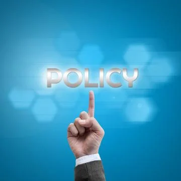 Businessman hand working with modern computer interface as policy concept 스톡 일러스트