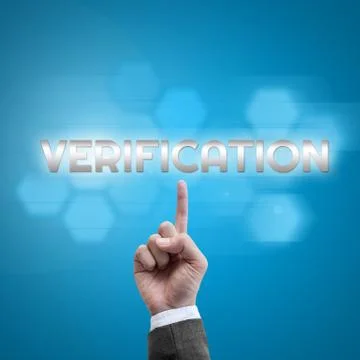 Businessman hand working with modern computer interface as verification conce Illustrazione stock
